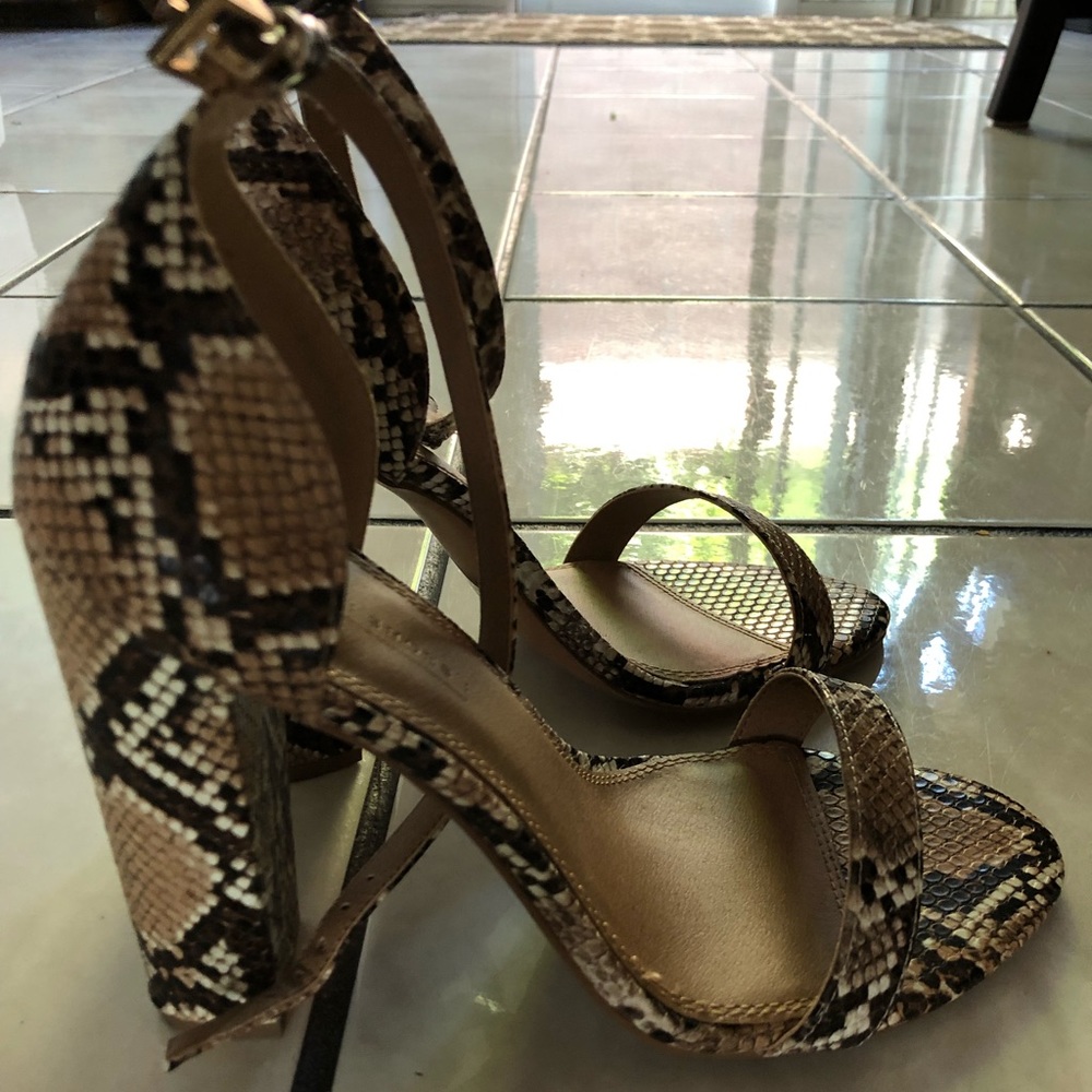 Snake print block heels